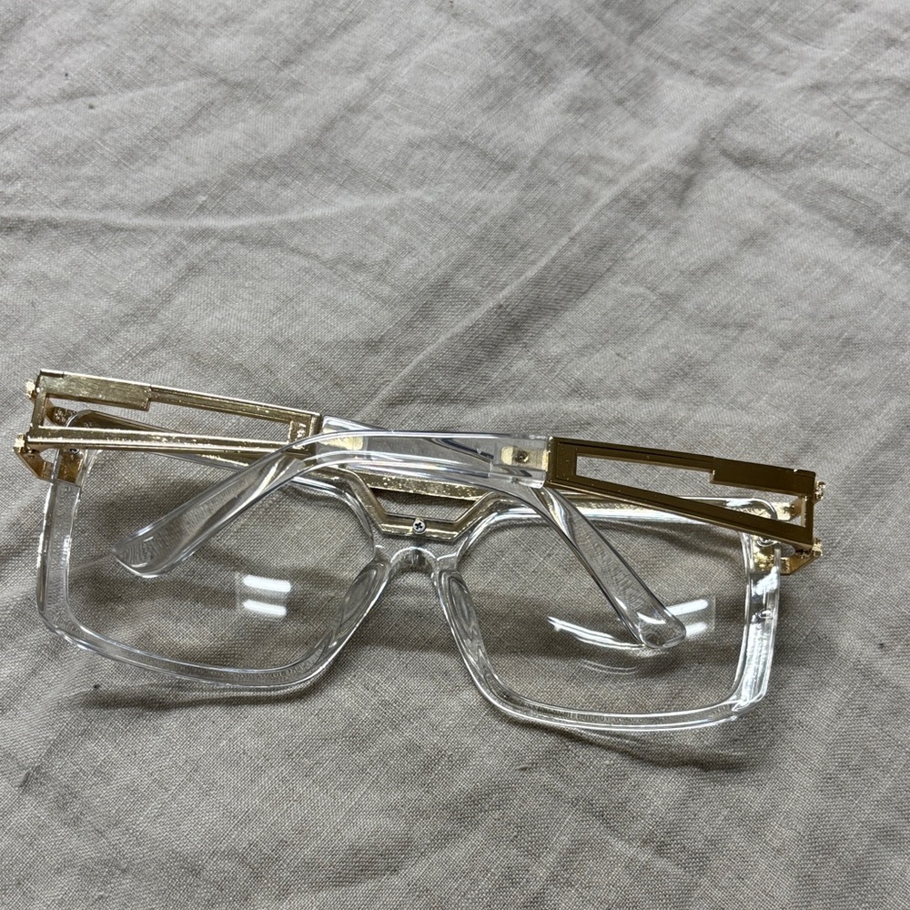Gold and Clear Geometric Glasses - Picture 3 of 6